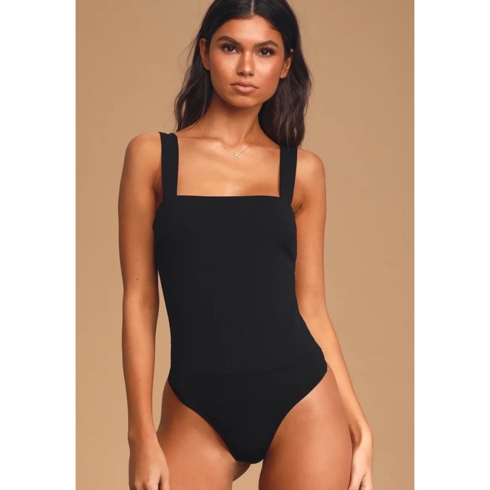Ladies Black Square Neck Bodysuit